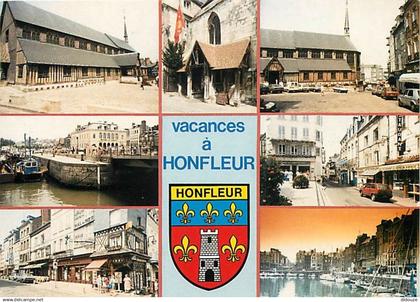 14 - Honfleur - Multivues - Blasons - Automobiles - Flamme Postale de Honfleur - CPM - Voir Scans Recto-Verso