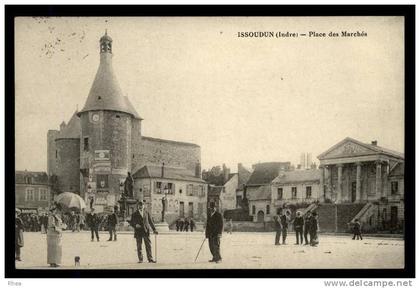 36 Issoudun - Place des Marchés - cachet hopital auxiliaire au verso