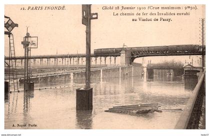 Paris - Inondations de 1910 - Le Chemin de Fer des Invalides