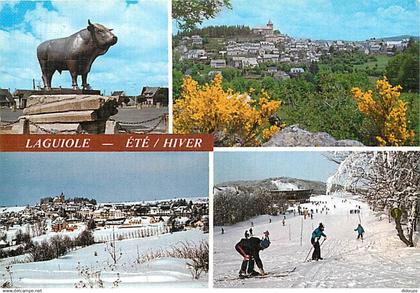 12 - Laguiole - Multivues - Hiver - Neige - Skieurs - CPM - Voir Scans Recto-Verso