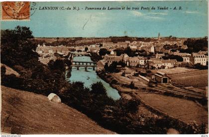 CPA LANNION - Panorama de LANNION et les trois Ponts du Yaudet (230323)