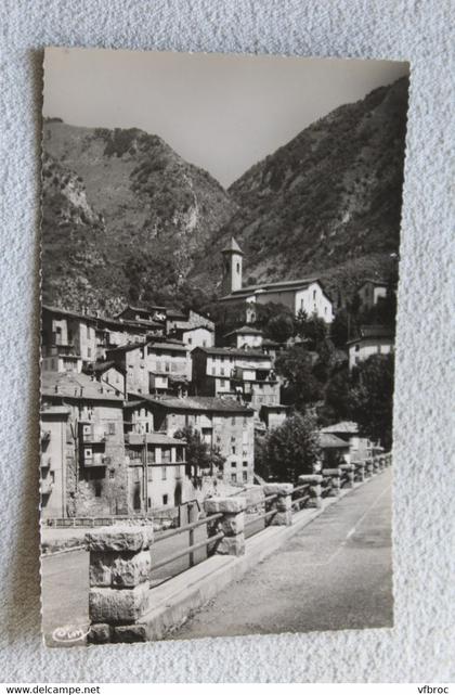 Cpsm 1961, Lantosque, le village vu de la nouvelle route, Alpes maritimes 06