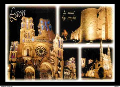 02 - Laon - Laon by night - Multivues - CPM - Voir Scans Recto-Verso