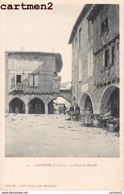 LAUZERTE LA PLACE DU MARCHE ANIMEE 82 TARN-ET-GARONNE