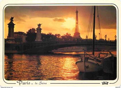 75 - Paris - La Seine et ses bords - Crépuscule sur la Seine et la Tour Eiffel - Coucher de Soleil - CPM - Voir Scans Re