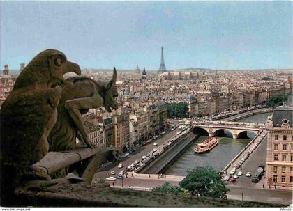 75 - Paris - La Seine et ses bords - Les quais de la Seine - Au fond la Tour Eiffel - CPM - Voir Scans Recto-Verso