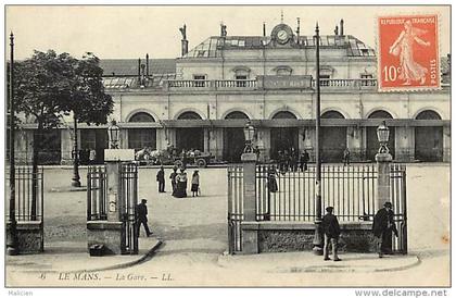 - sarthe -ref- 613 - le mans - la gare - gares - chemins de fer - carte bon etat -