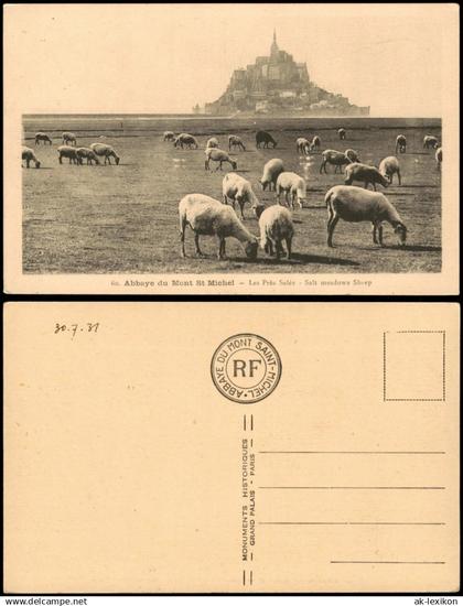 Le Mont-Saint-Michel Abbaye du Mont St Michel Salt meadows Sheep 1920