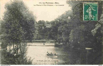 94 - Le Perreux sur Marne - La Marne à l'Ile d'Amour - Le Caslelet - Animée - Canotage - CPA - Oblitération ronde de 191