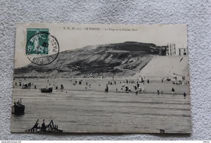 Cpa 1908, le Portel, la plage et la falaise Nord, Pas de Calais 62