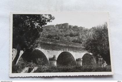 Cpsm 1954, Lectoure, pont sur le Gers, en haut l'hôpital, Gers 32