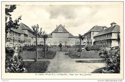 départements divers -pas-de-calais-réf .L416  -lens - l´hôpital - vue sur les jardins - carte bon état -