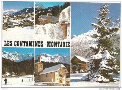 CPM FRANCE 74 HAUTE-SAVOIE LES CONTAMINES-MONTJOIE -Multivues 1985