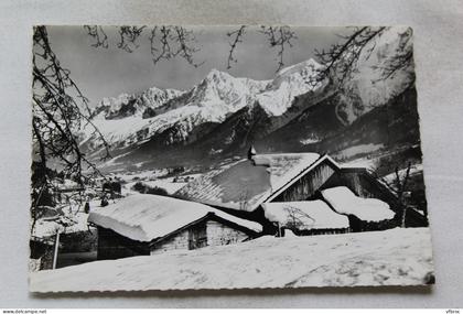 Cpm, les Houches, vue générale et chaine du Mont blanc, Haute Savoie 74