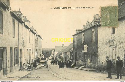 44 Ligné, route de Mouzeil, belle animation, affranchie 1917