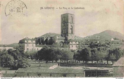 14008644 Lodeve 34 Herault Le parc et la cathédrale