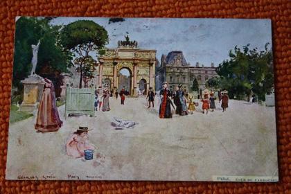 CPA Précurseur Imprimé  1903 DESSIN AQUARELLE  PEINTURE Signée => PARIS 75  COUR DU CARROUSSEL