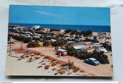 Cpm, Marseillan plage, camping "les sirènes", sa plage et son ombrage, Hérault 34