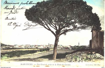 Carte POSTALE  Ancienne de  MARTIGUES - Vue de la route de Caronte