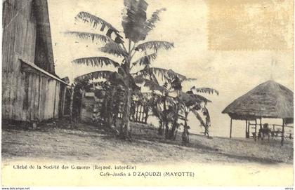 Carte POSTALE  Ancienne  de  MAYOTTE - D'ZAOUDZI, Café Jardin