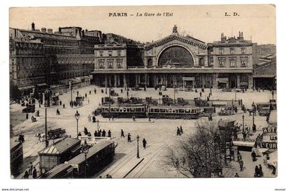 tarjeta postal  circulada 1921 Paris . la gare de l'est