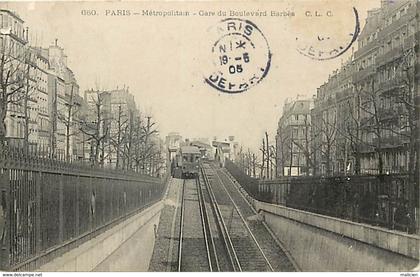 - paris -ref-C34- metropolitain - gare du boulevard barbès - gares - metro - metros - ligne chemin de fer - transports