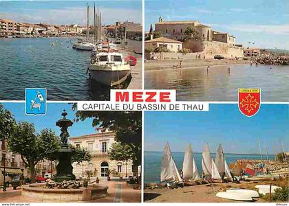 34 - Mèze - Multivues - Bateaux - Automobiles - Blasons - Flamme Postale de Mèze - CPM - Voir Scans Recto-Verso