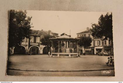 Cpsm 1957, Mirande, le kiosque, place d'Astarac, Gers 32