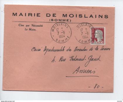 Enveloppe -  Mairie de Moislains      -(Somme) -