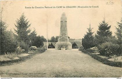 51 - Mourmelon le Grand - Entrée du Cimetière National du Camp de Chalons - CPA - Oblitération ronde de 1927 - Voir Scan