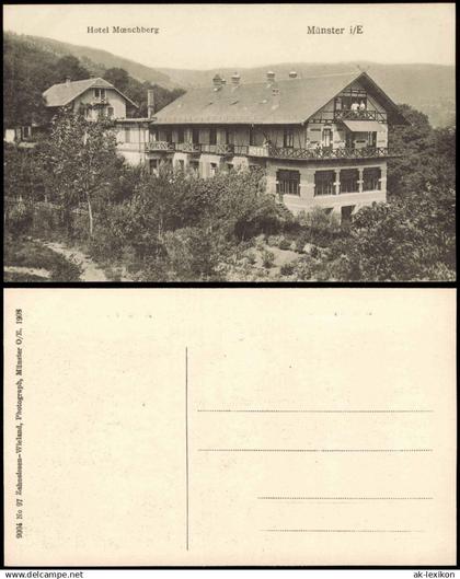 CPA Münster (Elsass) Munster (Haut-Rhin) Hotel Monchberg 1911  Elsaß Hute Rhin