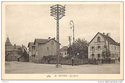 -depts div - ref: DD669- bas rhin - mutzig - la gare - restaurant de la gare - publicite biere prieur -carte bon etat -