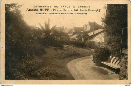 nantes * horticulteur Alexandre HUPE * 93 rue de rennes * entreprise de parcs et jardins * paysagiste * cpa pub