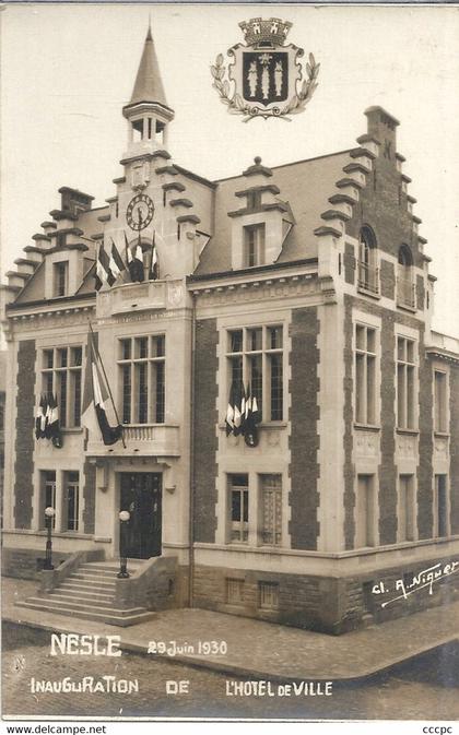 CPA Carte photo Nesle L'Hôtel de Ville