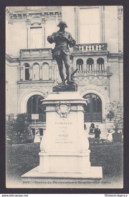 FRANCE, Vintage postcard, Neuilly-sur-Seine, Parmentier Statue