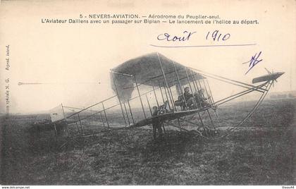 NEVERS-AVIATION - Aérodrome du Peuplier-Seul - L'Aviateur DAILLENS avec un passager sur Biplan  -   Aviation, Avion