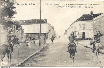 CPA Nogent-sur-Oise Escarmouche entre uhlans et dragons français le 2 septembre 1914