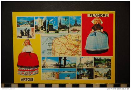 CP, REGION NORD PAS DE CALAIS FLANDRES ARTOIS ET CARTE ROUTIERE