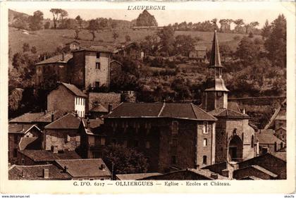 CPA OLLIERGUES - Église - Écoles et Chateau (106045)