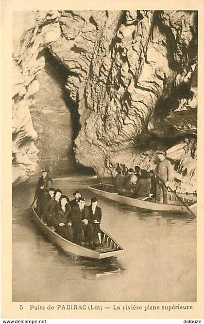 46 - Padirac - Le Gouffre de Padirac - La rivière plane supérieure - Animée - Spéléologie - Grotte - CPA - Carte Neuve -