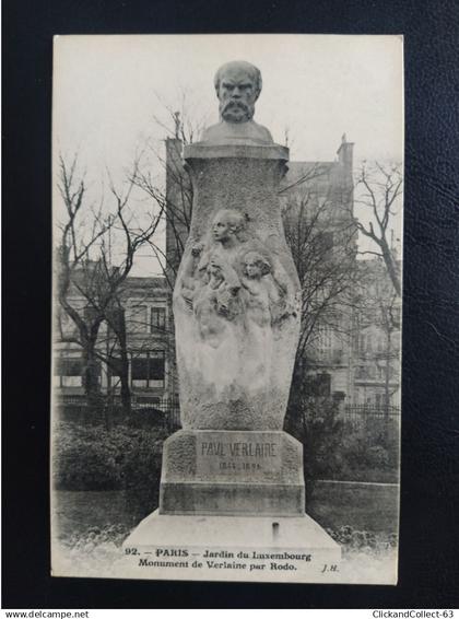 Carte postale Paris jardin du Luxembourg monument de Verlaine par Rodo