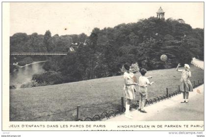 POSTAL    PARIS  -FRANCIA  -    JUEGO DE NIÑOS EN LOS PARQUES DE PARIS   -