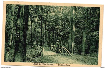 Tarjeta postal de bois de vincennes. un sous bois. circulada