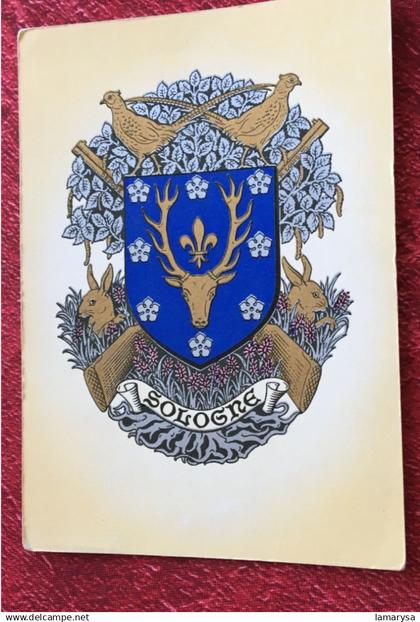 Blason de la Sologne Région Centre-Val de Loire, historiquement partagée entre l'Orléanais et le Berry,Carte Postale-CPA