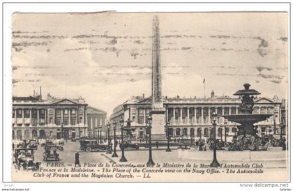 POSTAL   PARIS  -FRANCIA  - LA PLACE DE LA CONCORDE  (PLAZA DE LOA CONCORDIA )