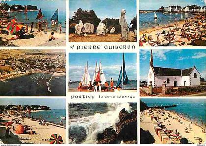 56 - Presqu'Ile de Quiberon - Saint Pierre de Quiberon - Multivues - Parasols - Voiles - CPM - Voir Scans Recto-Verso