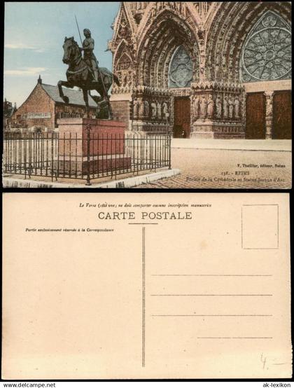 CPA Reims Reims Cathédrale et Statue Jeanne d'Arc 1910