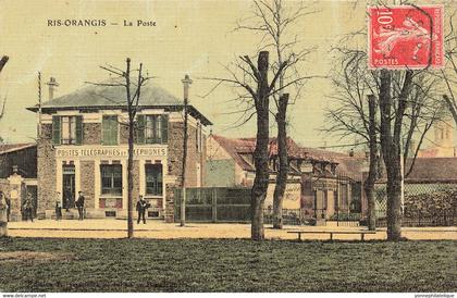 91 - ESSONNE - RIS-ORANGIS - la poste - facteurs - superbe version toilée colorisée - 10290