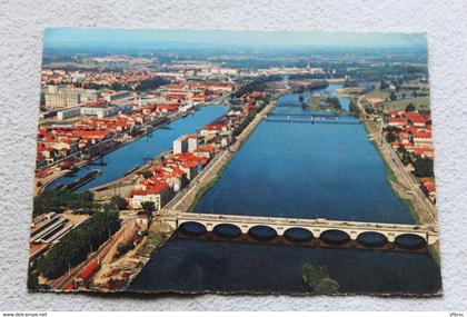 Cpm 1969, Roanne, vue aérienne sur la Loire, Loire 42