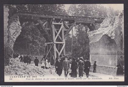 FRANCE, Postcard, Rouen, Railway bridge between Amiens and Rouen, WWI